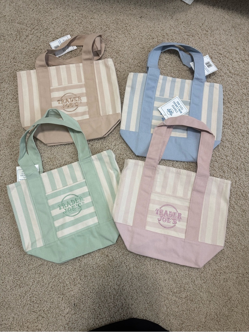 Trader Joe stripped mini tote set of 4